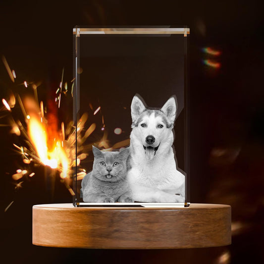 3D Crystal Photo, Mothers Day Gifts for Women Men Wife Husband Mom Father, Personalized Gifts with 3D Laser Etched, Engraved Inside the Crystal Using Your Photo Customized Memorial-Rectangle