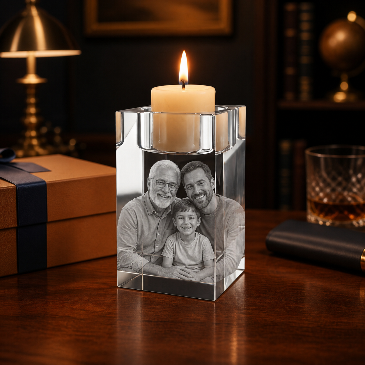 3D Crystal Candleholder Father's Day Gift for Dad lifestyle image 2