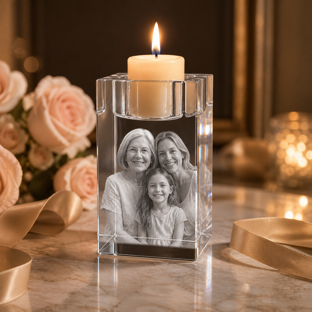 3D Crystal Candleholder Mother's Day Gift for Mom lifestyle image 2