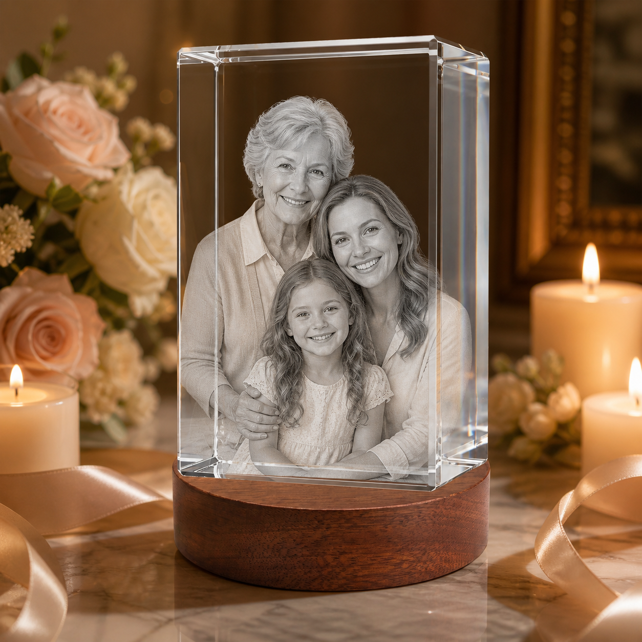 3D Crystal Rectangle Mother's Day Gift for Mom lifestyle image 2