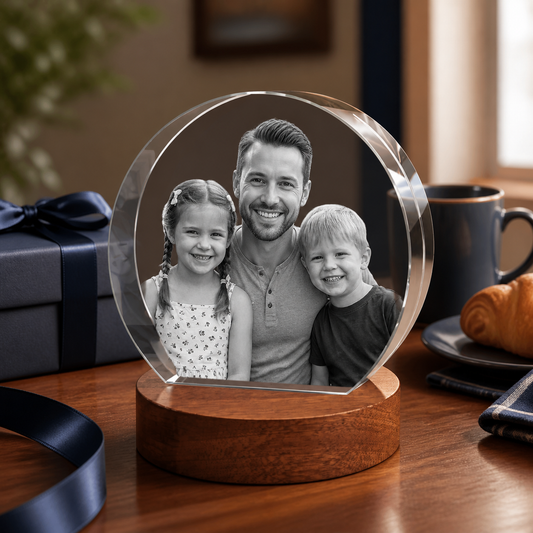 3D Crystal Round Stepped Crystal Disc Father's Day Gift for Dad lifestyle image 1