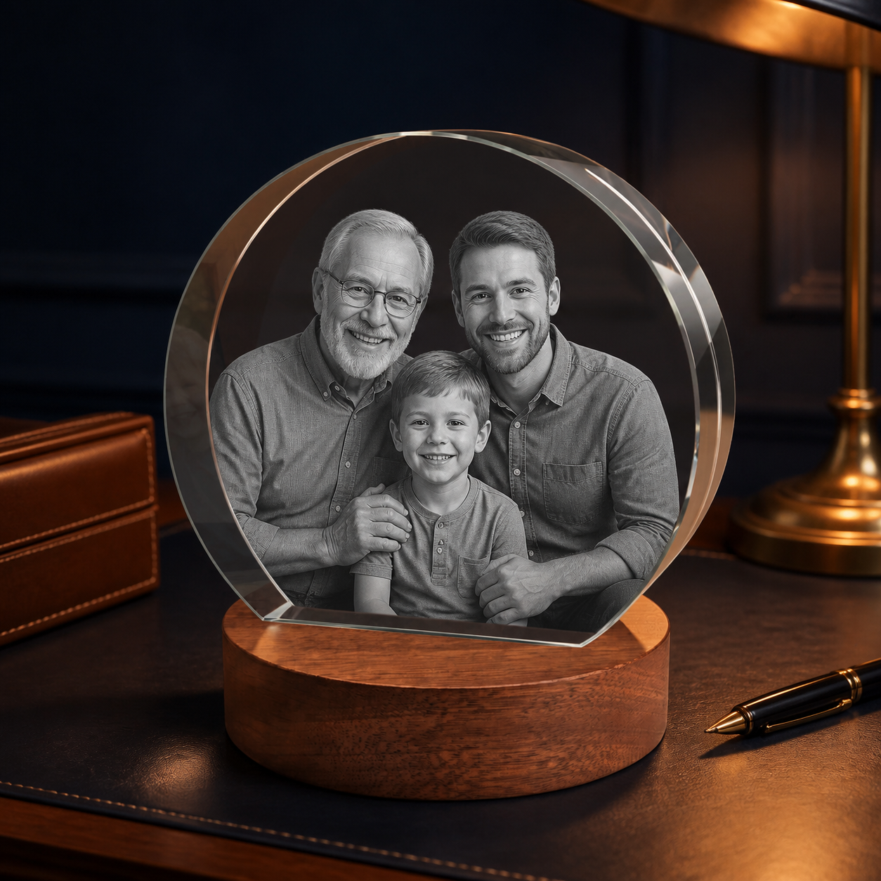 3D Crystal Round Stepped Crystal Disc Father's Day Gift for Dad lifestyle image 2