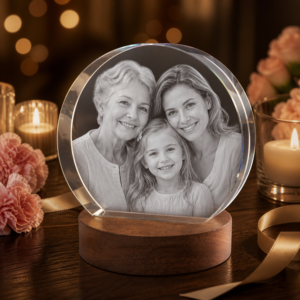 3D Crystal Round Stepped Crystal Disc Mother's Day Gift for Mom lifestyle image 2