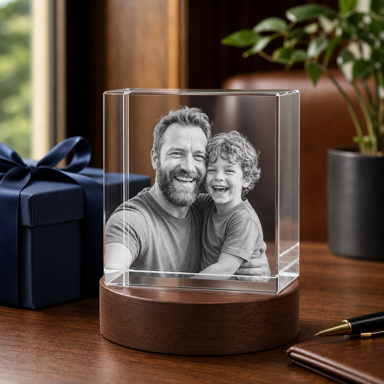3D Crystal Square Father's Day Gift for Dad lifestyle image 1