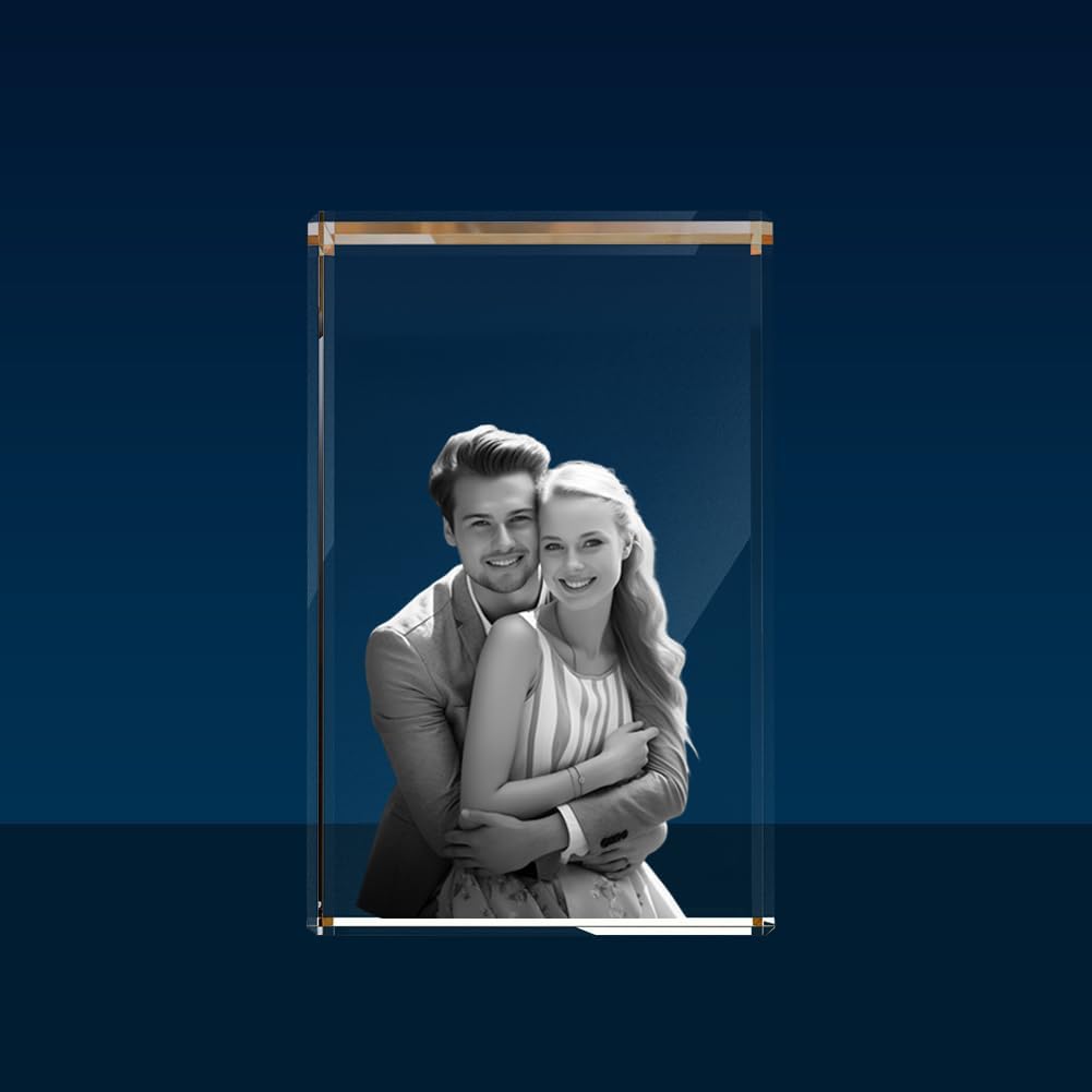3D Crystal Photo, Mothers Day Gifts for Women Men Wife Husband Mom Father, Personalized Gifts with 3D Laser Etched, Engraved Inside the Crystal Using Your Photo Customized Memorial-SmallRectangle