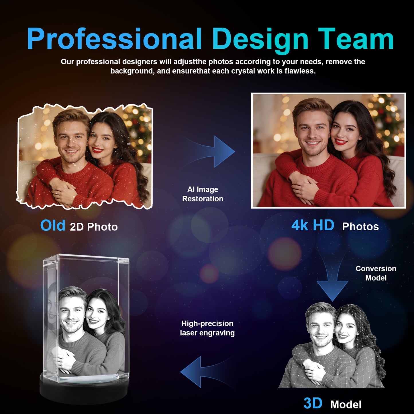 3D Crystal Rectangle Personalized Graduation Gift