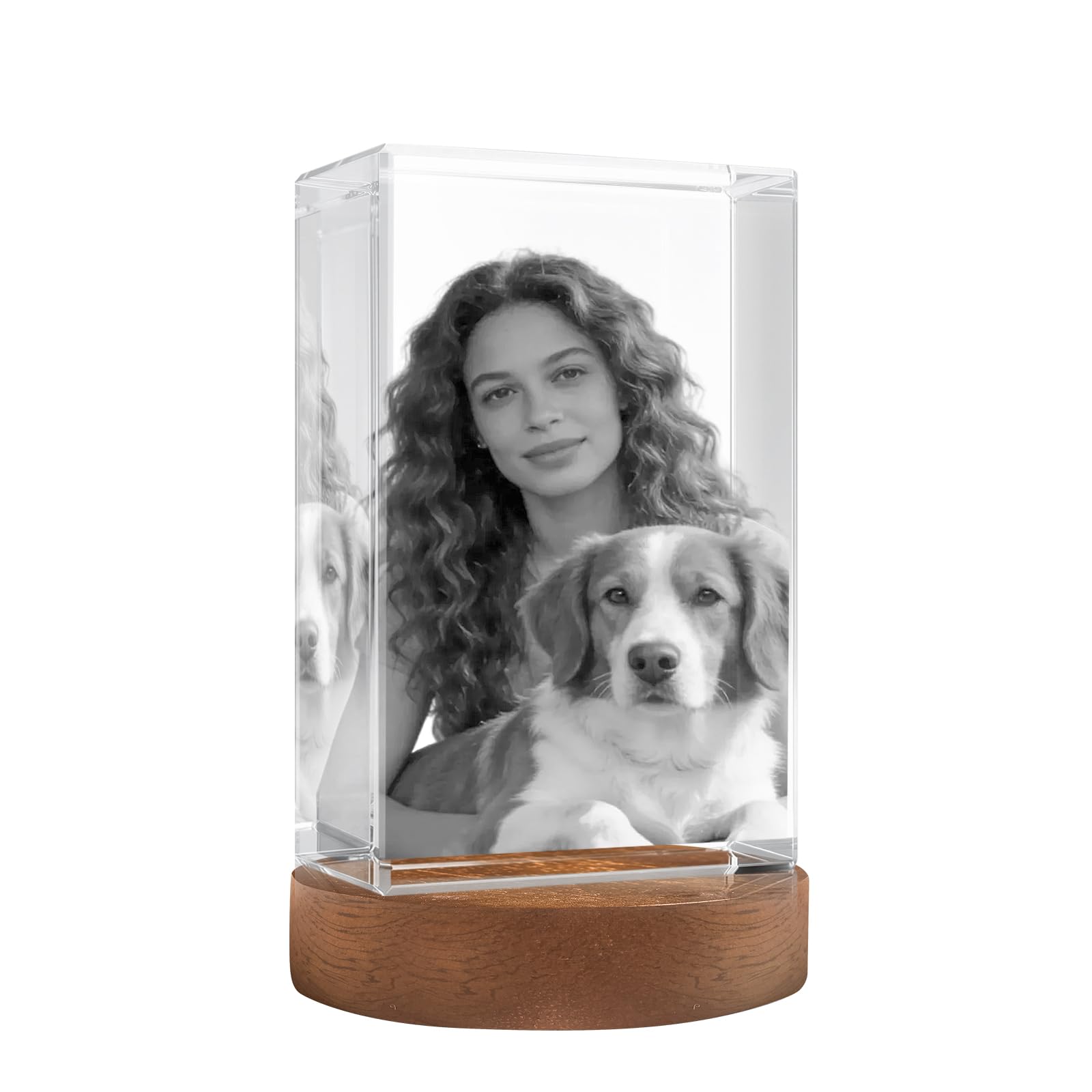 3D Crystal Photo, Mothers Day Gifts for Women Men Wife Husband Mom Father, Personalized Gifts with 3D Laser Etched, Engraved Inside the Crystal Using Your Photo Customized Memorial-Octagon badge