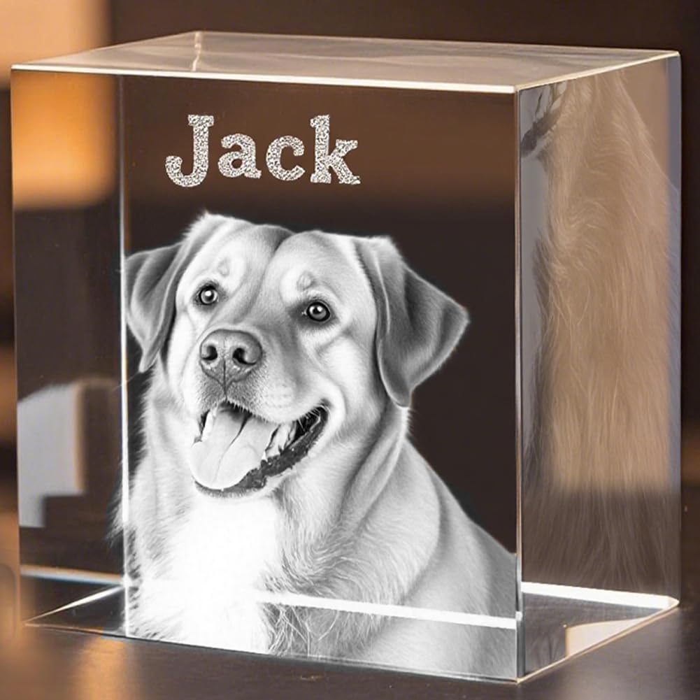 3D Crystal Photo, Mothers Day Gifts for Women Men Wife Husband Mom Father, Personalized Gifts with 3D Laser Etched, Engraved Inside the Crystal Using Your Photo Customized Memorial-Heart