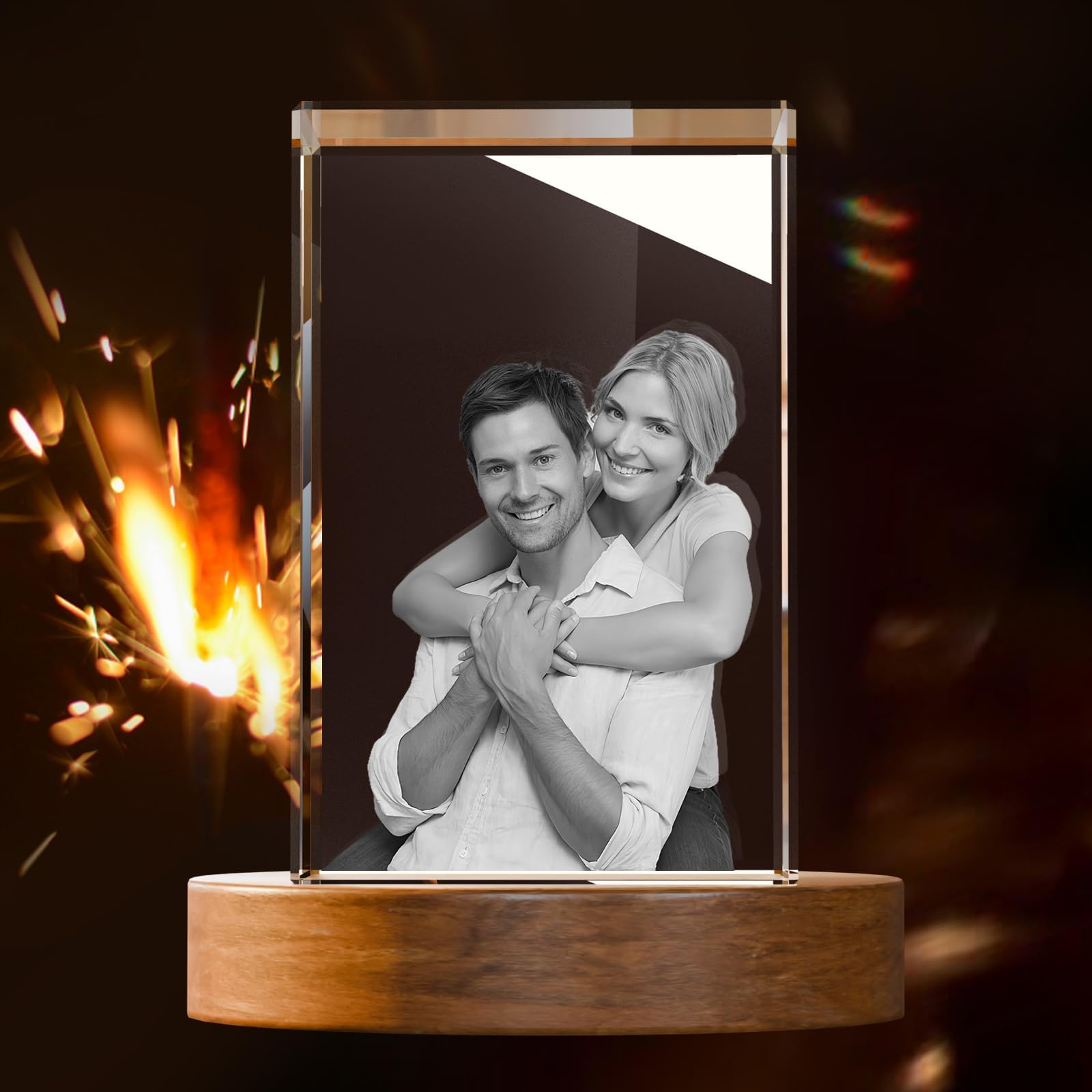 3D Crystal Photo, Mothers Day Gifts for Women Men Wife Husband Mom Father, Personalized Gifts with 3D Laser Etched, Engraved Inside the Crystal Using Your Photo Customized Memorial-SmallRectangle