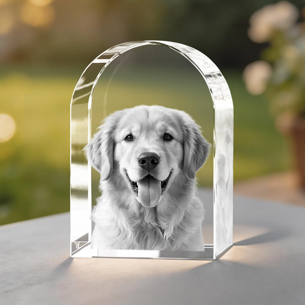 3D Crystal Photo Memorial Gift for Loss of Dog or Cat,Personalized Pet Keepsake,Rainbow Bridge Sympathy Gift,Custom Laser Engraved Crystal with Your Beloved Pet Photo-Square