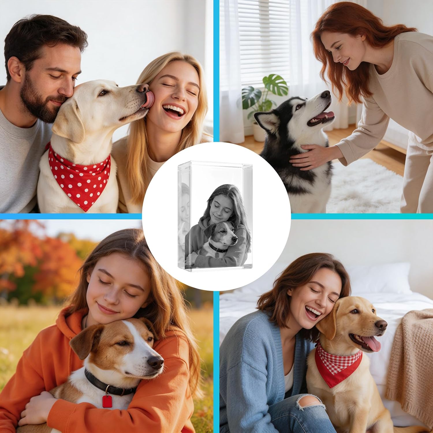 3D Crystal Photo, Personalized Father's Day Keepsake for Dad, Grandpa, Husband, Men, Him, Great Customized Gift With Your Own Photo, Custom Glass 3D Laser Etched Picture Frame-Small Rectangular