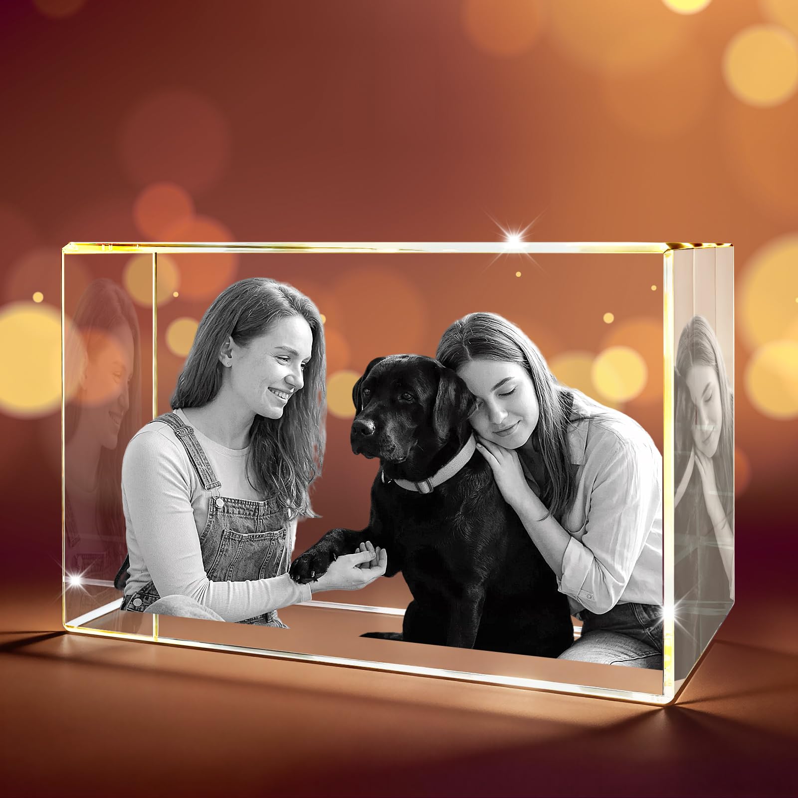 3D Crystal Photo, Personalized Father's Day Keepsake for Dad, Grandpa, Husband, Men, Him, Great Customized Gift With Your Own Photo, Custom Glass 3D Laser Etched Picture Frame-Small Rectangular