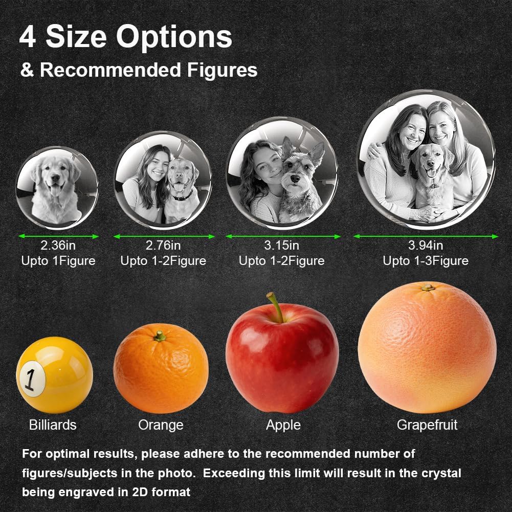 3D Crystal Photo Memorial Gift for Loss of Dog with Wooden Base Magic Decorative Ball, Unique Gift for Mom Dad Pet Owner Mother M