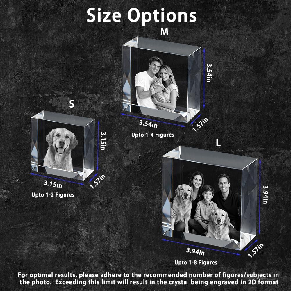 3D Crystal Photo Memorial Gift for Loss of Dog - Personalized Pet Keepsake, Rainbow Bridge Sympathy Gift for Dog Cat Horse Owners, Thoughtful Animal Photo Gift S