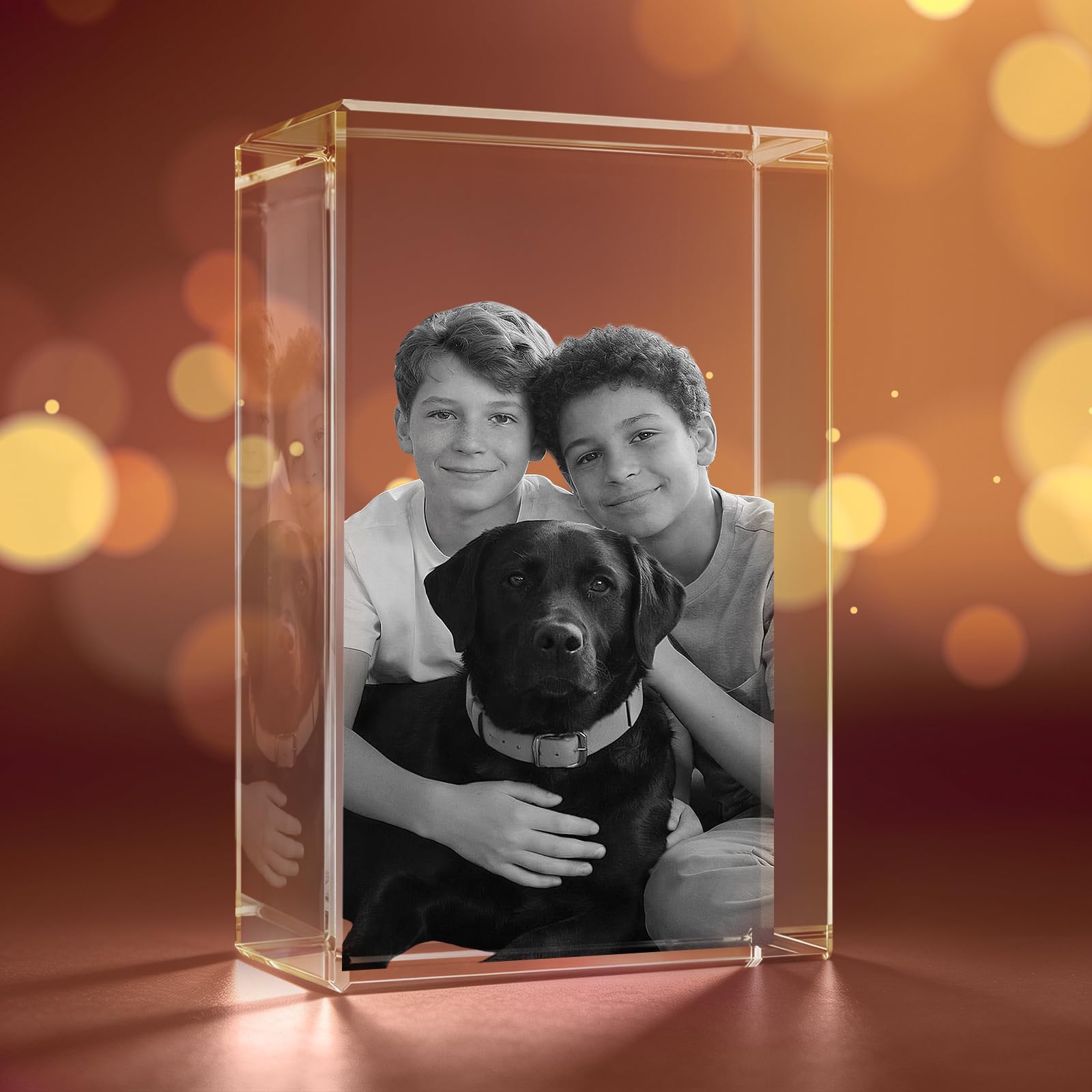 3D Crystal Photo, Personalized Father's Day Keepsake for Dad, Grandpa, Husband, Men, Him, Great Customized Gift With Your Own Photo, Custom Glass 3D Laser Etched Picture Frame-Small Rectangular