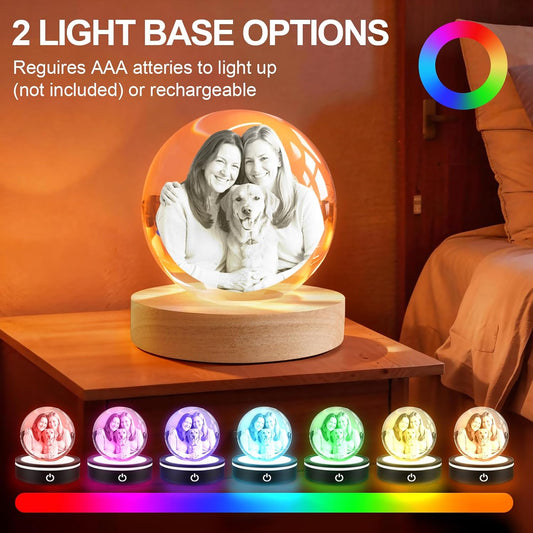 3D Crystal Photo Memorial Gift for Loss of Dog with Wooden Base Magic Decorative Ball, Unique Gift for Mom Dad Pet Owner Mother M