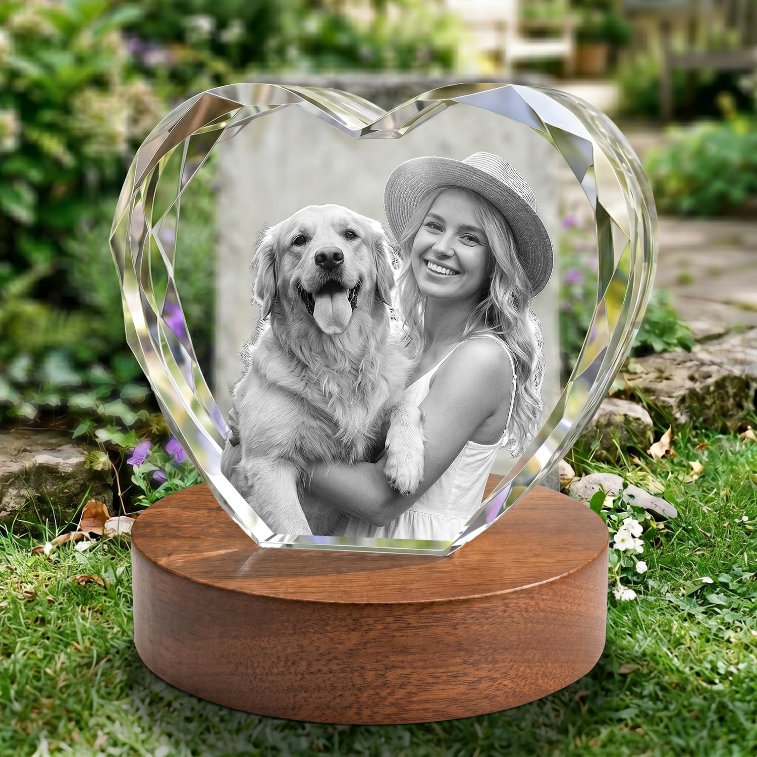 3D Crystal Photo Memorial Gift for Loss of Dog or Cat,Personalized Pet Keepsake,Rainbow Bridge Sympathy Gift,Custom Laser Engraved Crystal with Your Beloved Pet Photo-Square