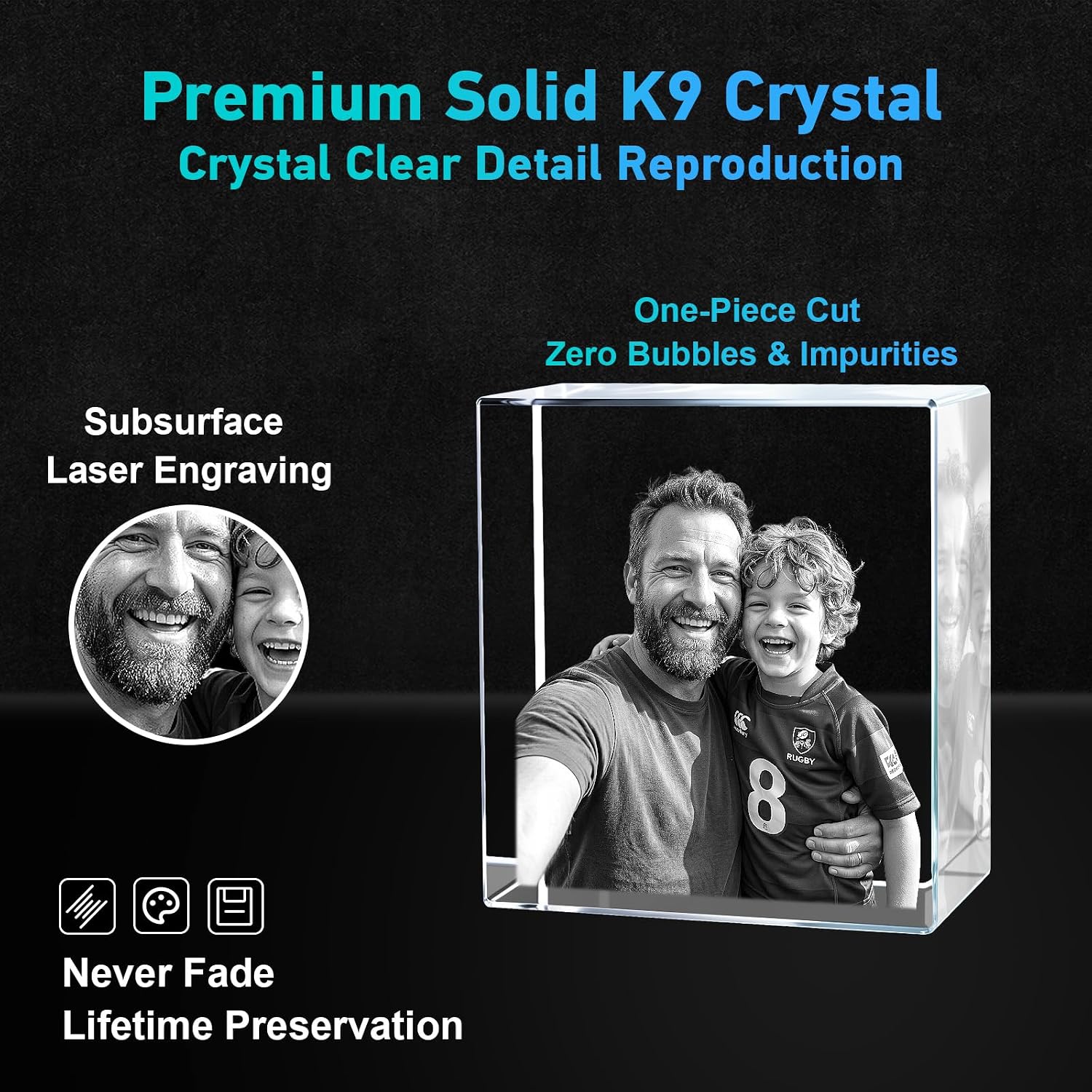 ArtLira Personalized 3D Crystal Pet Memorial Gift, Custom Laser Engraved Photo Keepsake with Wooden Base, US Sympathy Gift for Loss of Dog Cat, Anniversary Birthday Gifts for Couples Family (90*90*40mm)
