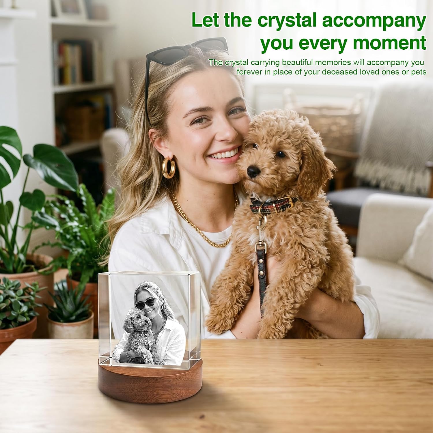 3D Crystal Photo Memorial Gift for Loss of Dog or Cat,Personalized Pet Keepsake,Rainbow Bridge Sympathy Gift,Custom Laser Engraved Crystal with Your Beloved Pet Photo-Square