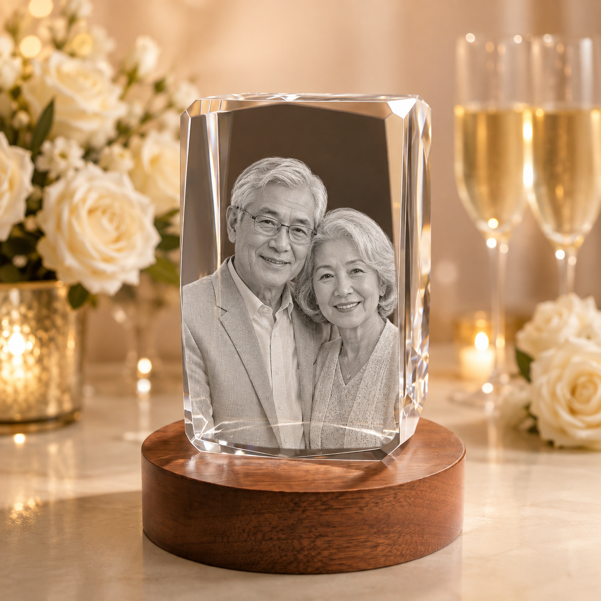 3d crystal 24 faceted personalized anniversary gift hero image