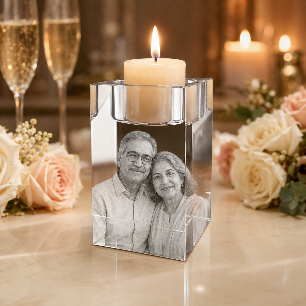3d crystal candleholder personalized anniversary gift hero image