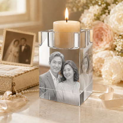 3d crystal candleholder personalized anniversary gift secondary image