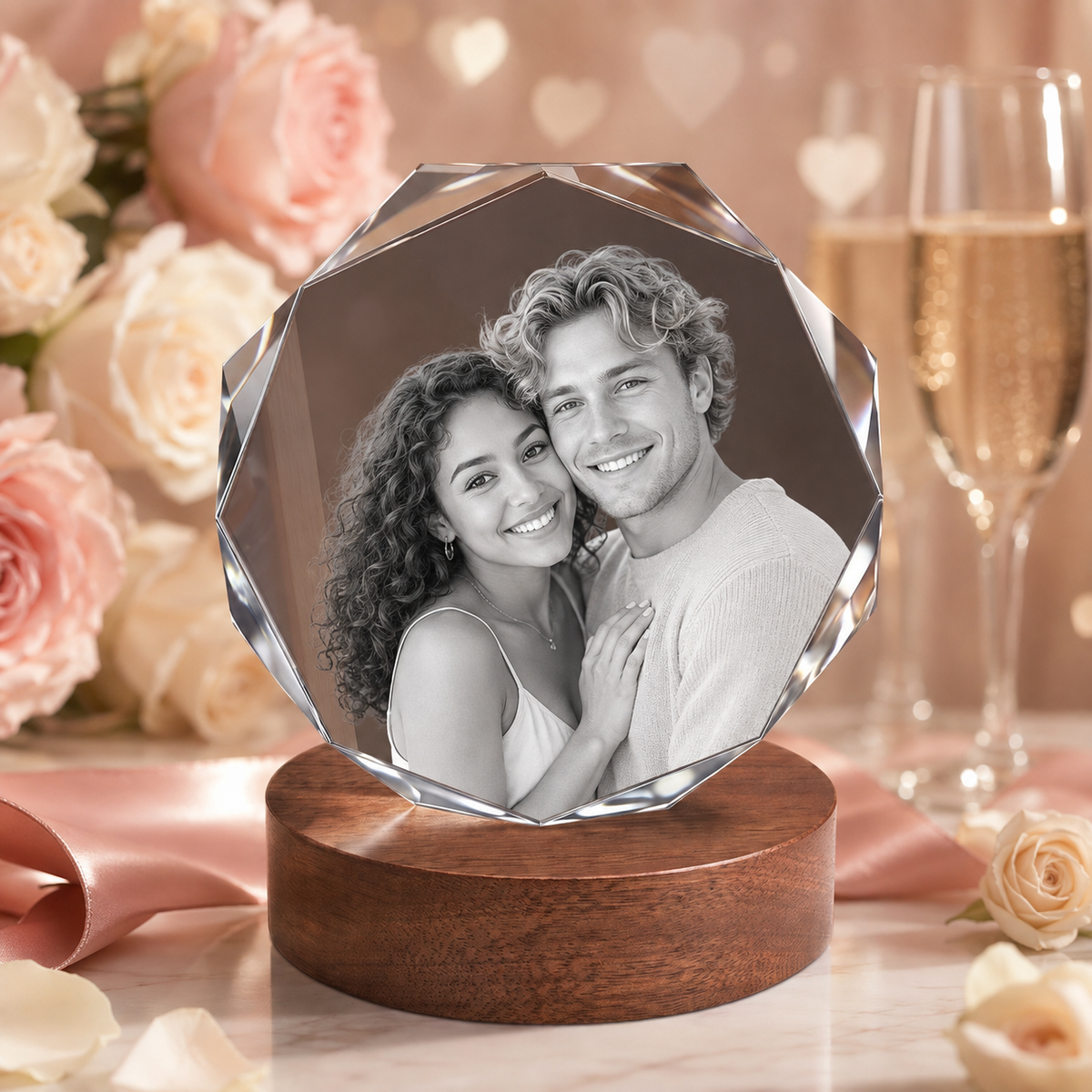 3d crystal octagon personalized anniversary gift secondary image