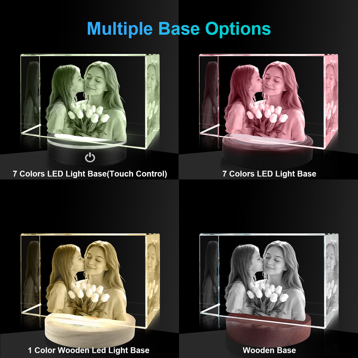 Comparison of light bases for portrait crystals.