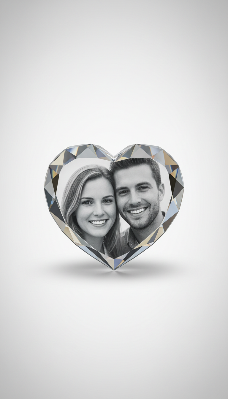 Heart-Shaped Custom Crystal Photo Gift