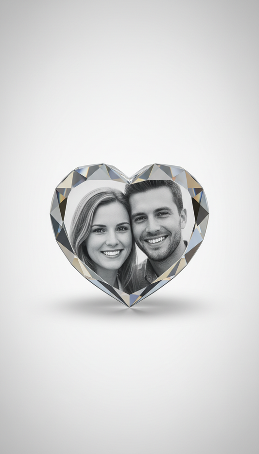 Heart-Shaped Custom Crystal Photo Gift