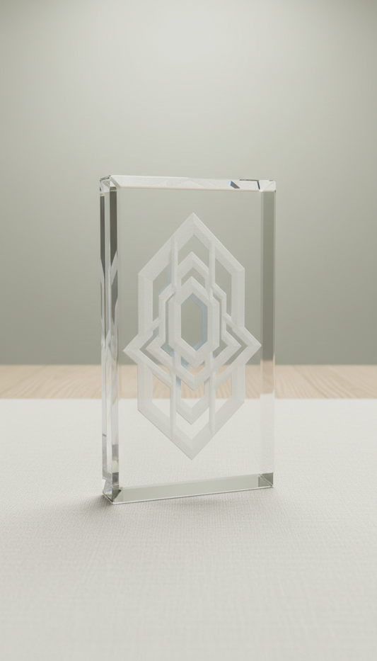 Crystal Plaque With Laser-Etched Text Inscription