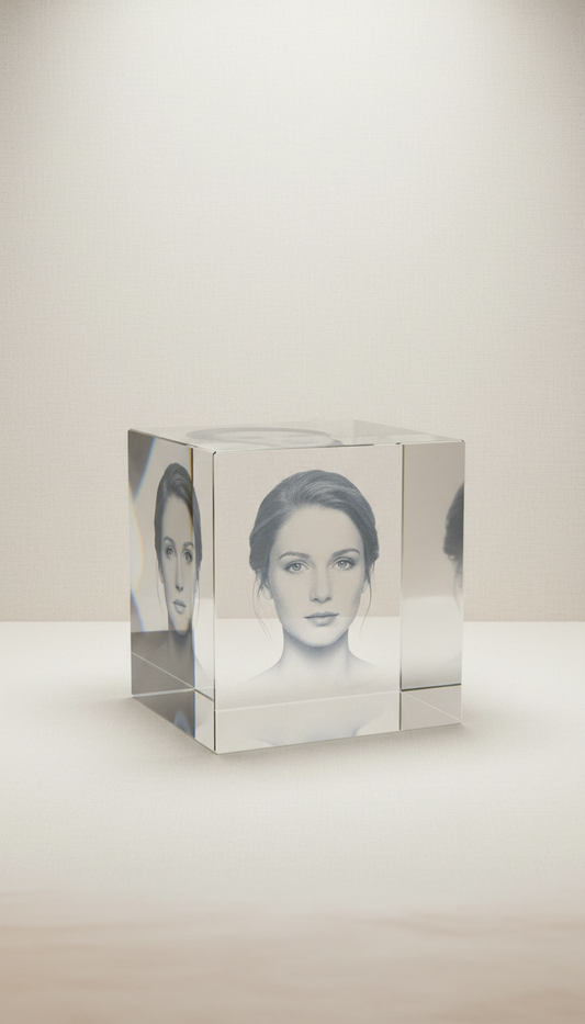 Crystal Cube With Personalized Portrait Engraving