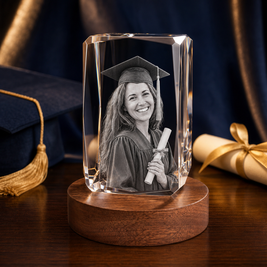 3D Crystal 24-Faceted Personalized Graduation Gift navy and gold graduation lifestyle image
