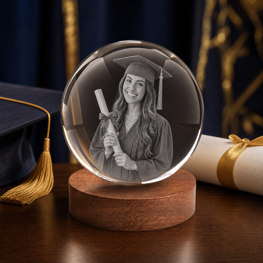 3D Crystal Ball Personalized Graduation Gift navy and gold graduation lifestyle image