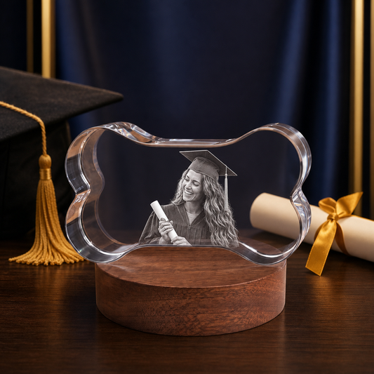 3D Crystal Bone Personalized Graduation Gift navy and gold graduation lifestyle image