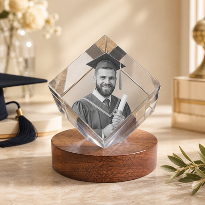 3D Crystal Diamond Personalized Graduation Gift ivory and champagne graduation lifestyle image