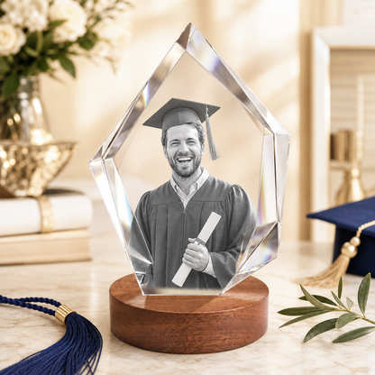 3D Crystal Iceberg Personalized Graduation Gift ivory and champagne graduation lifestyle image