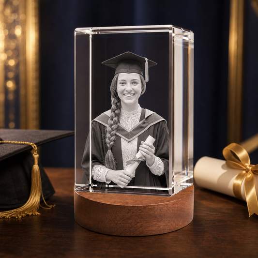 3D Crystal Rectangle Personalized Graduation Gift navy and gold graduation lifestyle image
