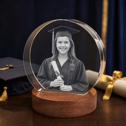 3D Crystal Round Stepped Crystal Disc Personalized Graduation Gift navy and gold graduation lifestyle image