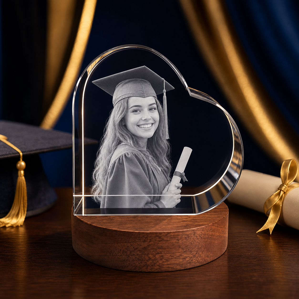 3D Crystal Special Heart Personalized Graduation Gift navy and gold graduation lifestyle image
