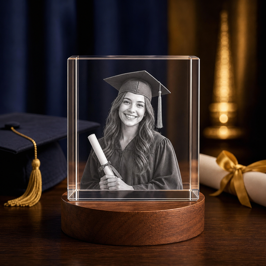 3D Crystal Square Personalized Graduation Gift navy and gold graduation lifestyle image