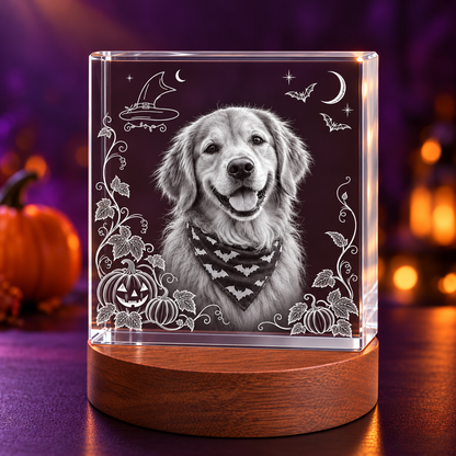 square photo crystal in a Halloween setting