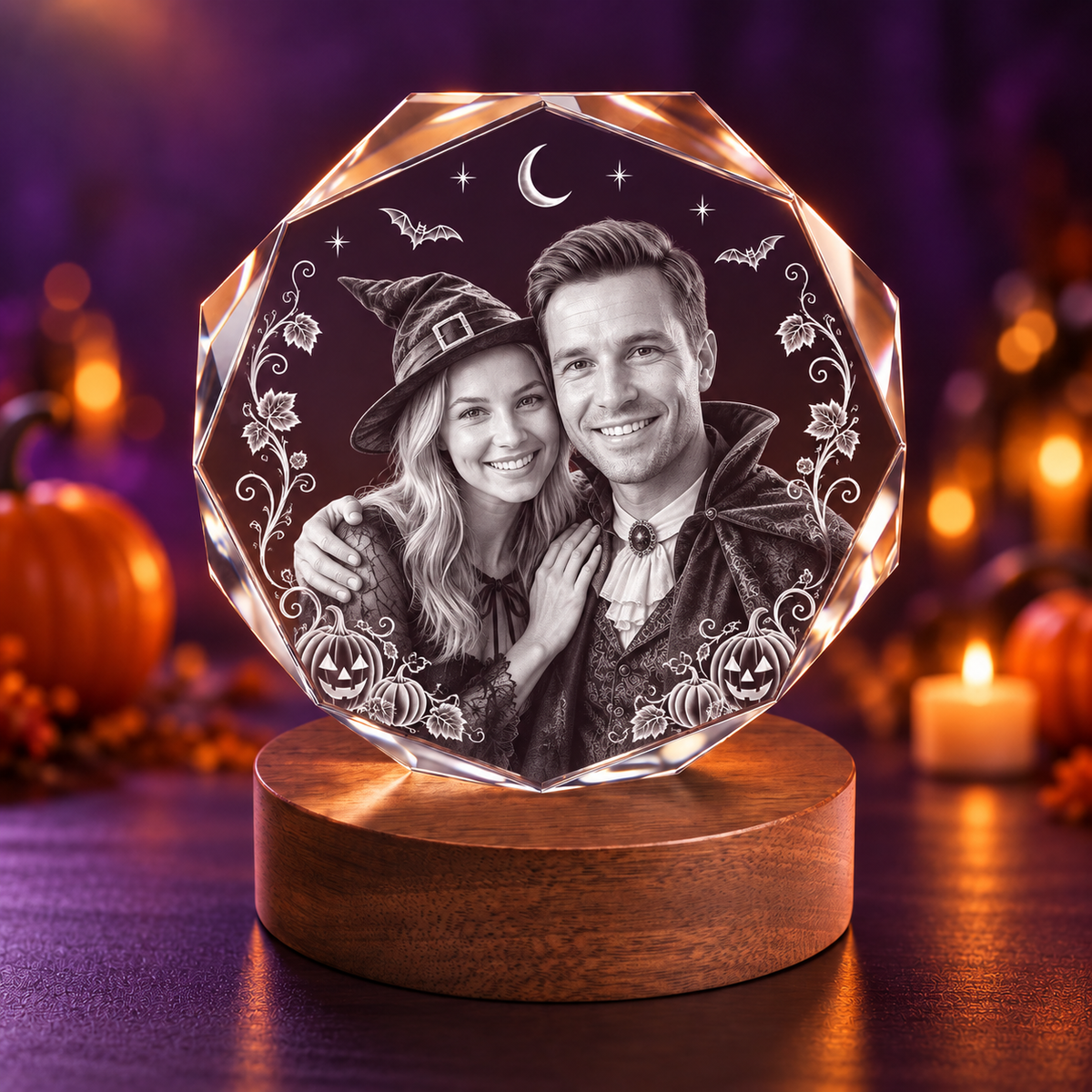 octagon photo crystal in a Halloween setting