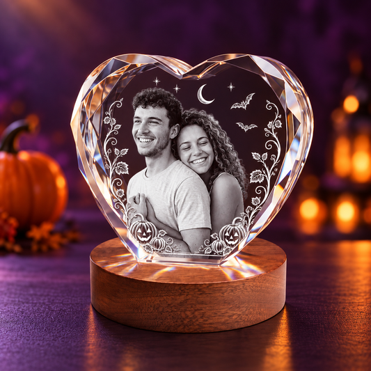 new heart photo crystal in a Halloween setting