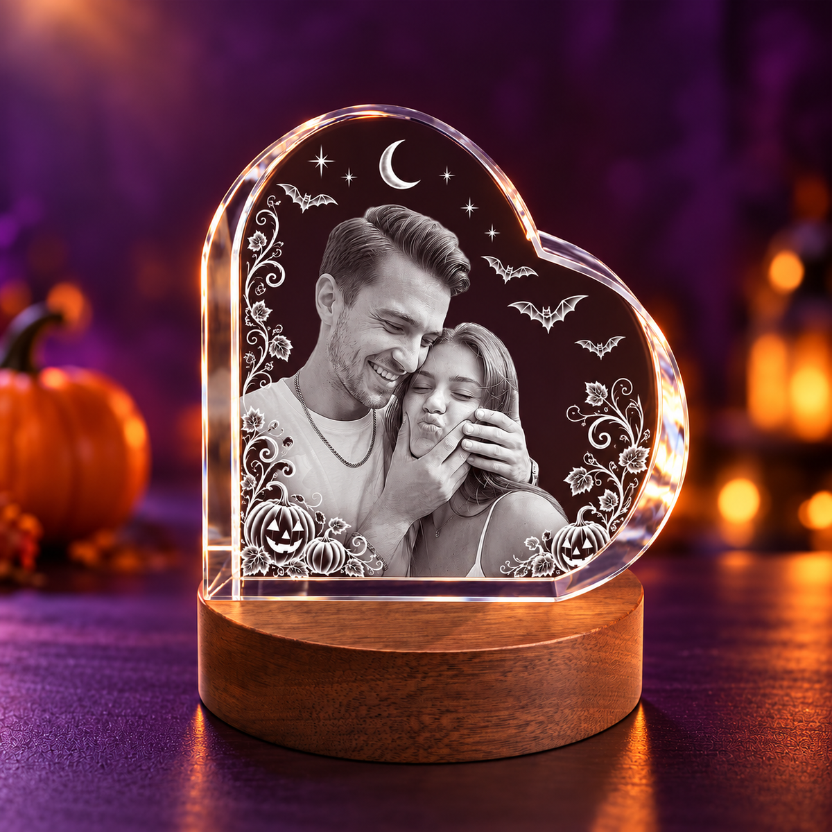 special heart photo crystal in a Halloween setting