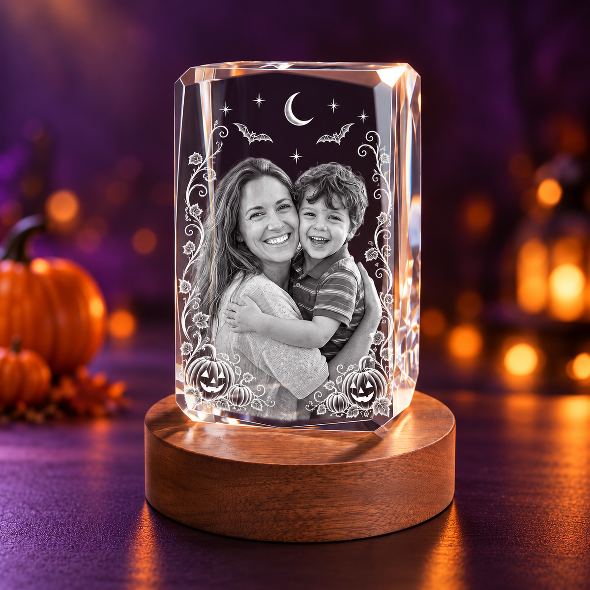 24 faceted photo crystal in a Halloween setting