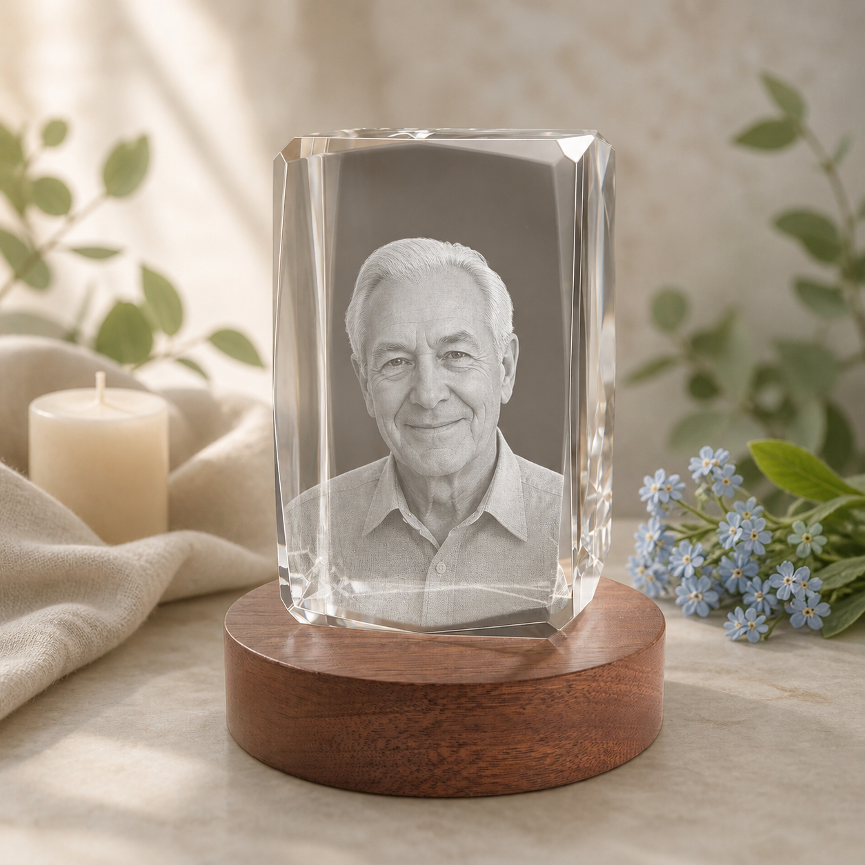 3D Crystal 24-Faceted Personalized Memorial Gift peaceful remembrance image