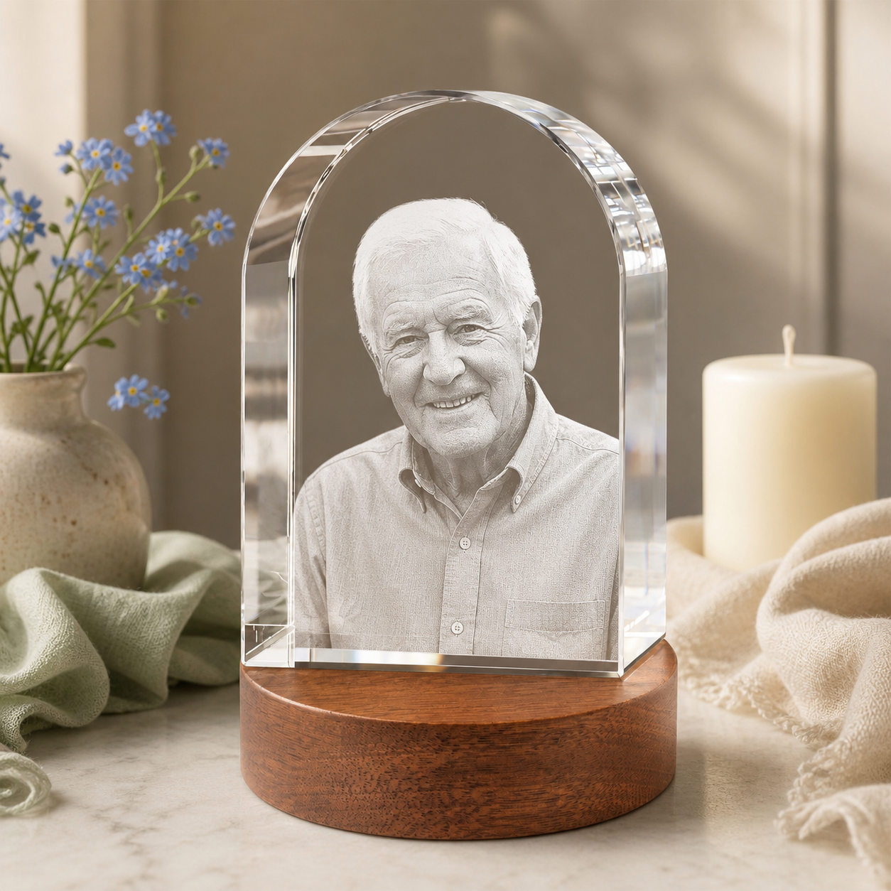3D Crystal Arch Personalized Memorial Gift peaceful remembrance image