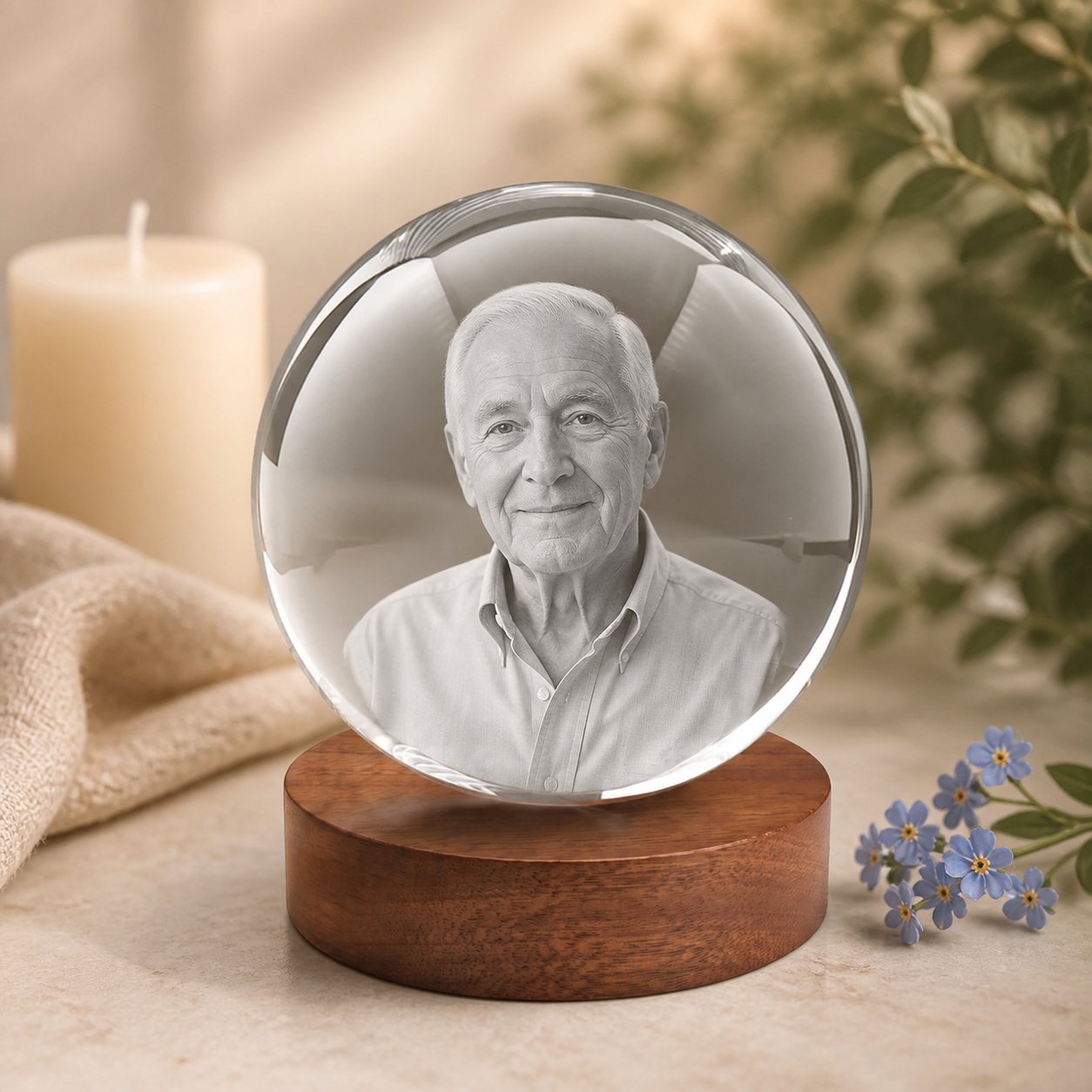 3D Crystal Ball Personalized Memorial Gift peaceful remembrance image