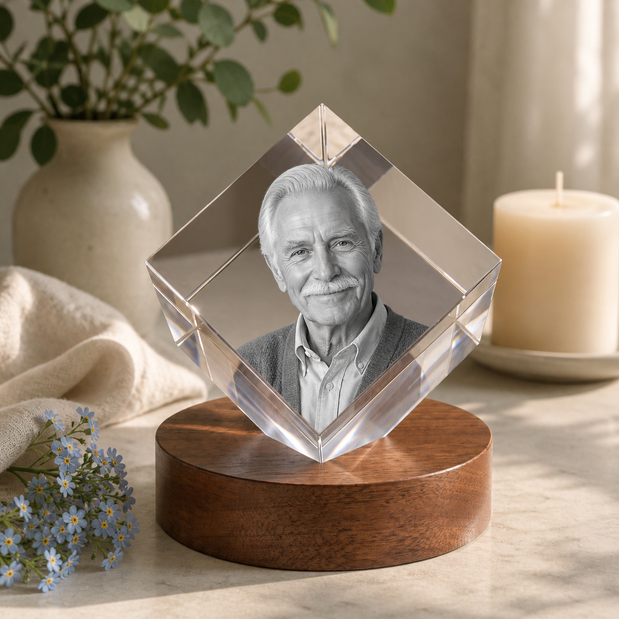3D Crystal Diamond Personalized Memorial Gift peaceful remembrance image